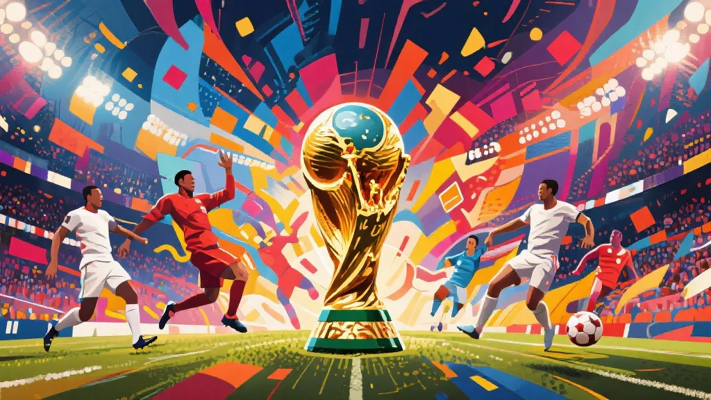 抽象化的世界杯冠军比赛瞬间，表现战术与情绪