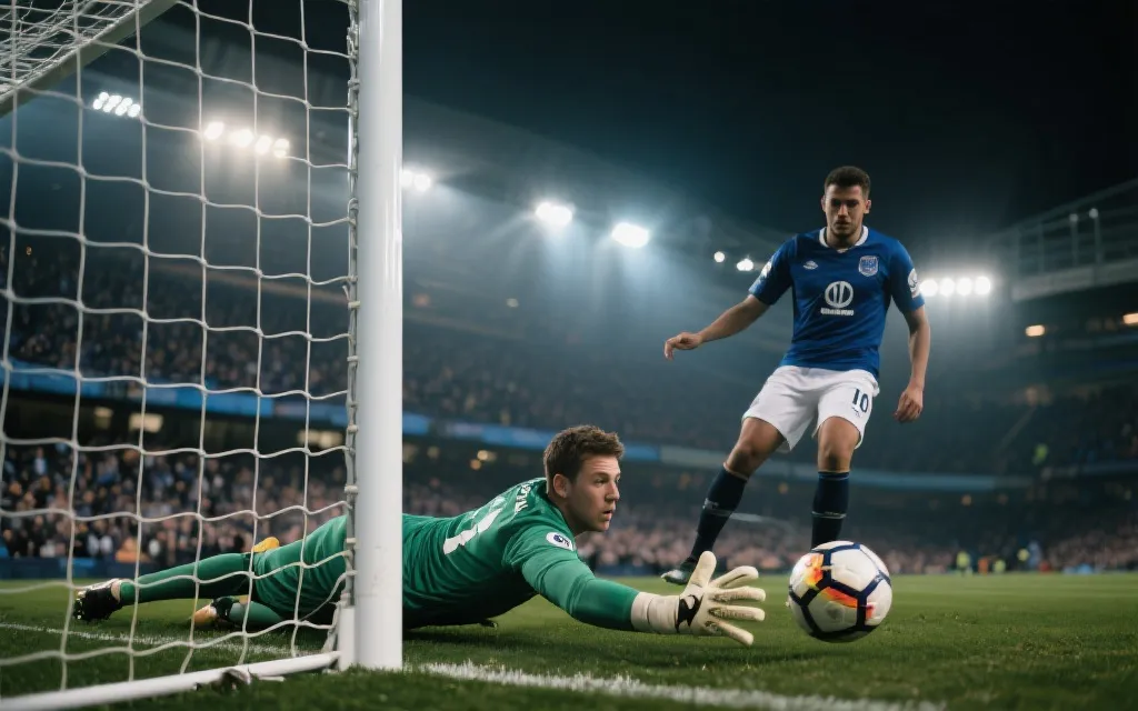 门将与后卫在门线前完成极限救险的瞬间